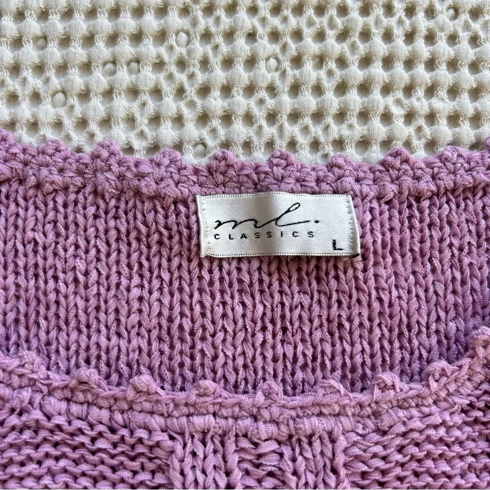 Vintage 90s Style ML Classics Purple Knit Tank Top, Y2K Boho Sweater Top - Picture 2 of 8